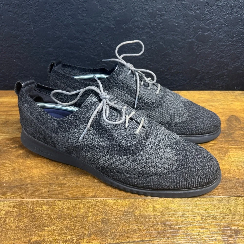 Cole Haan Zerogrand Stitchlite C27563 Grey Knit Wingtip Oxford Mens 13 M
